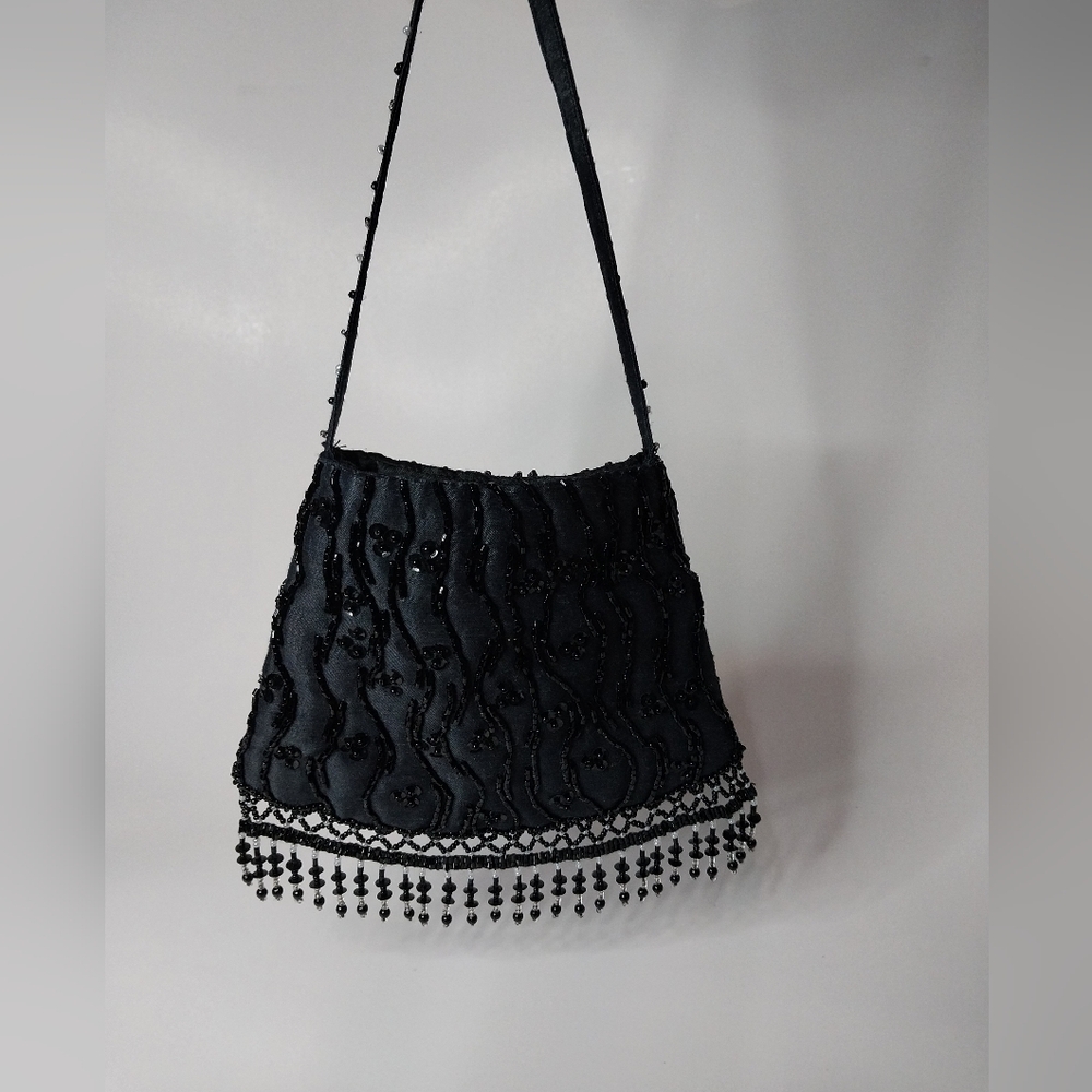 Valerie Stevens Black Beaded Handbag